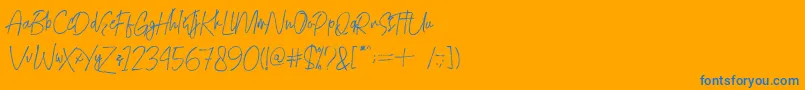 Mightydemo Font – Blue Fonts on Orange Background