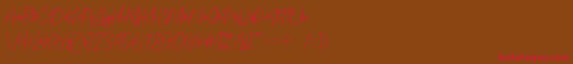 Mightydemo-Schriftart – Rote Schriften auf braunem Hintergrund