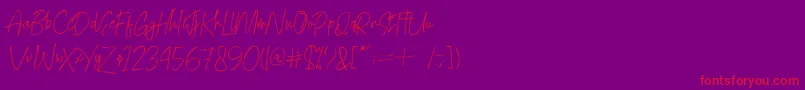 Mightydemo-Schriftart – Rote Schriften auf violettem Hintergrund