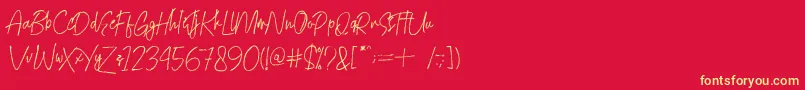 Mightydemo Font – Yellow Fonts on Red Background