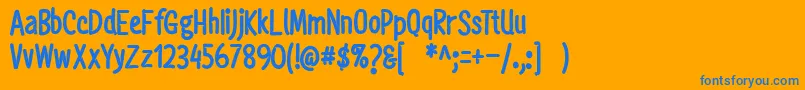 Mightyful Font – Blue Fonts on Orange Background