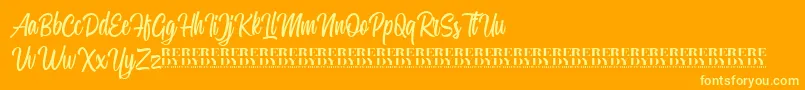 MIGUELA DEMO-Schriftart – Gelbe Schriften auf orangefarbenem Hintergrund