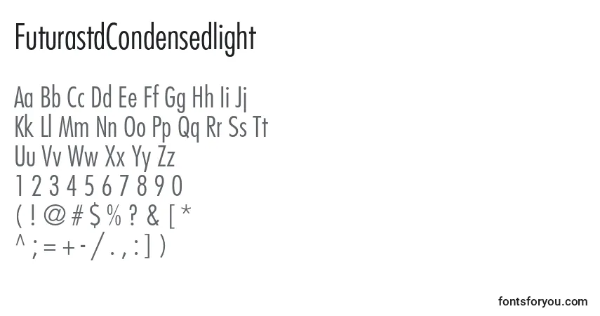 Czcionka FuturastdCondensedlight – alfabet, cyfry, specjalne znaki