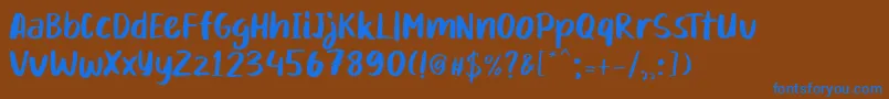 Mikadoby-fontti – siniset fontit ruskealla taustalla