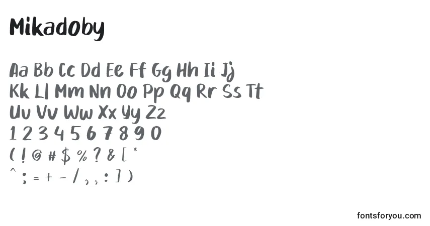 Schriftart Mikadoby (134341) – Alphabet, Zahlen, spezielle Symbole