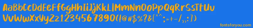 Mikadoby Font – Orange Fonts on Blue Background