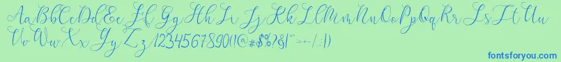 mikayla Font – Blue Fonts on Green Background