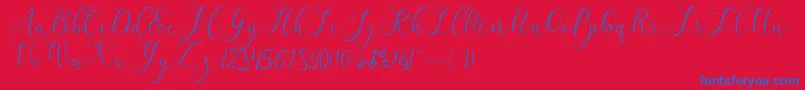 mikayla Font – Blue Fonts on Red Background
