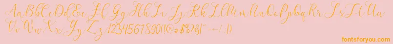 mikayla-Schriftart – Orangefarbene Schriften auf rosa Hintergrund