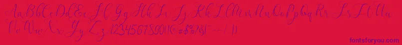 mikayla-Schriftart – Violette Schriften auf rotem Hintergrund