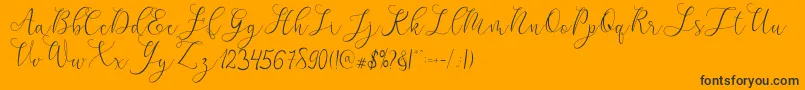 mikayla-Schriftart – Schwarze Schriften auf orangefarbenem Hintergrund