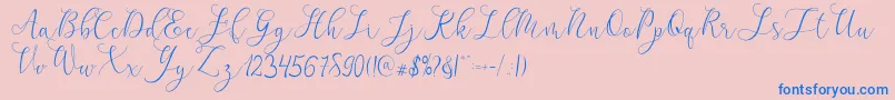 mikayla-Schriftart – Blaue Schriften auf rosa Hintergrund