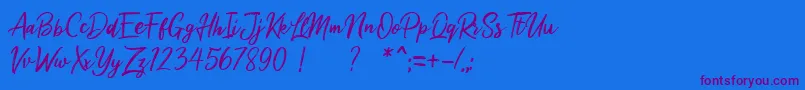 Milea Demo-Schriftart – Violette Schriften auf blauem Hintergrund