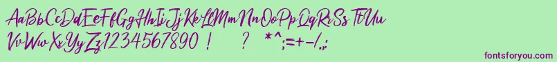 Шрифт Milea Demo – фиолетовые шрифты на зелёном фоне