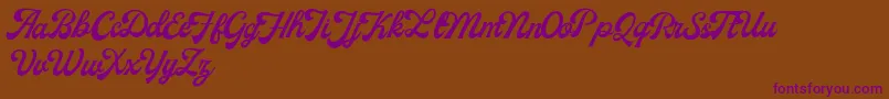MilestoneFreeVersion Script Font – Purple Fonts on Brown Background