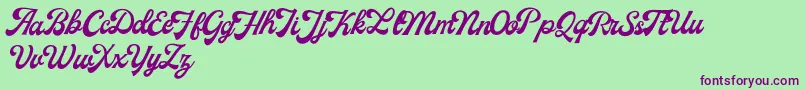 Czcionka MilestoneFreeVersion Script – fioletowe czcionki na zielonym tle