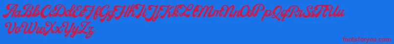 Fonte MilestoneFreeVersion Script – fontes vermelhas em um fundo azul