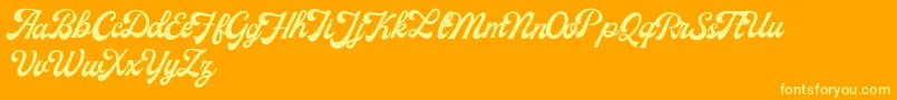 Fonte MilestoneFreeVersion Script – fontes amarelas em um fundo laranja