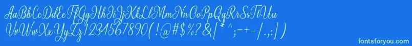 フォントMilgun Font by 7NTypes – 青い背景に緑のフォント