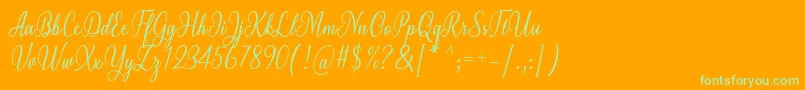 Milgun Font by 7NTypes-Schriftart – Grüne Schriften auf orangefarbenem Hintergrund