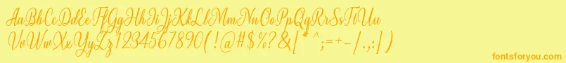 Milgun Font by 7NTypes-Schriftart – Orangefarbene Schriften auf gelbem Hintergrund