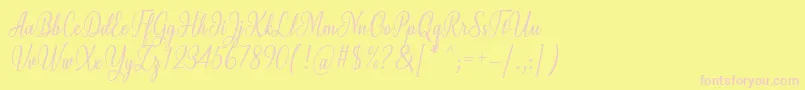 Milgun Font by 7NTypes-fontti – vaaleanpunaiset fontit keltaisella taustalla