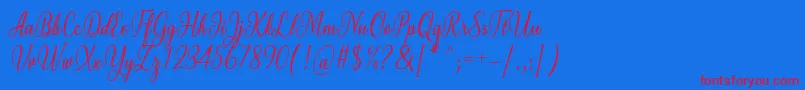 Milgun Font by 7NTypes-Schriftart – Rote Schriften auf blauem Hintergrund