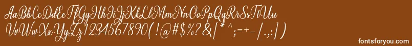 Milgun Font by 7NTypes-fontti – valkoiset fontit ruskealla taustalla