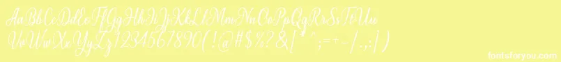 Milgun Font by 7NTypes-Schriftart – Weiße Schriften auf gelbem Hintergrund