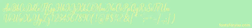 Fonte Milgun Font by 7NTypes – fontes amarelas em um fundo verde