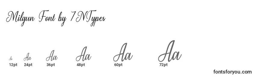 Größen der Schriftart Milgun Font by 7NTypes