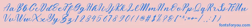 miliesScript-Schriftart – Blaue Schriften auf rosa Hintergrund
