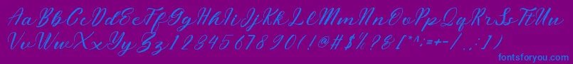 miliesScript Font – Blue Fonts on Purple Background