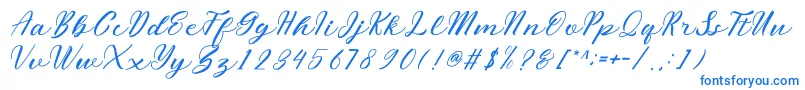 miliesScript-Schriftart – Blaue Schriften auf weißem Hintergrund