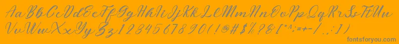 miliesScript-Schriftart – Graue Schriften auf orangefarbenem Hintergrund