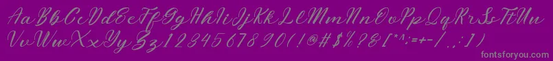 miliesScript Font – Gray Fonts on Purple Background