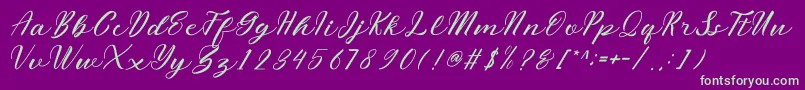 miliesScript Font – Green Fonts on Purple Background