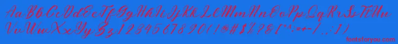 miliesScript Font – Red Fonts on Blue Background