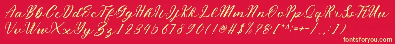 miliesScript Font – Yellow Fonts on Red Background