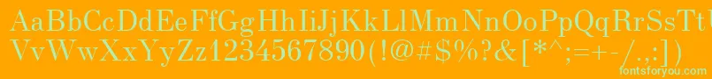 Weitere Informationen zur NewStandardOld-Schriftart NewStandardOld-Schriftart – Grüne Schriften auf orangefarbenem Hintergrund