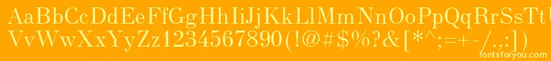 NewStandardOld-Schriftart – Gelbe Schriften auf orangefarbenem Hintergrund