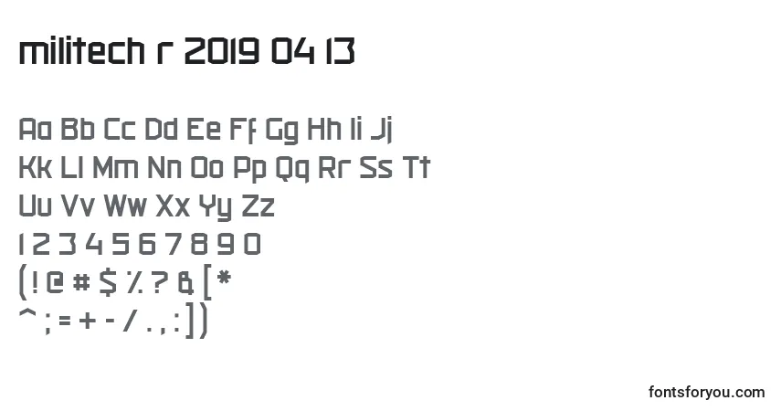 Schriftart Militech r 2019 04 13 – Alphabet, Zahlen, spezielle Symbole