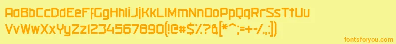 フォントmilitech r 2019 04 13 – オレンジの文字が黄色の背景にあります。