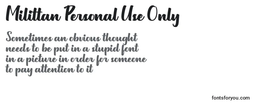 Milittan Personal Use Only Font