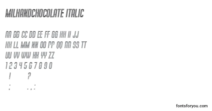 MilkandChocolate Italic-fontti – aakkoset, numerot, erikoismerkit