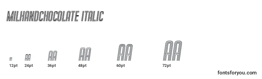 Размеры шрифта MilkandChocolate Italic