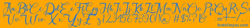 MilkHoney-Schriftart – Blaue Schriften auf orangefarbenem Hintergrund