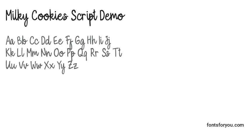 Czcionka Milky Cookies Script Demo – alfabet, cyfry, specjalne znaki