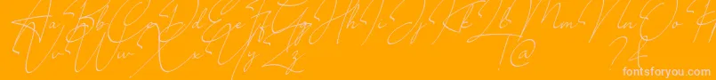 Millano-Schriftart – Rosa Schriften auf orangefarbenem Hintergrund