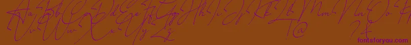 Millano-Schriftart – Violette Schriften auf braunem Hintergrund